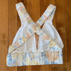 ABERCROMBIE & FITCH Cropped Top‎ Flower Linen Bralette size Small thumbnail 4