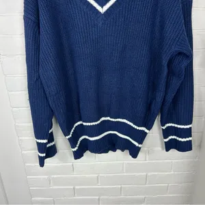 Petal & Pup Leanna Stripe Trim Navy Knit Sweater Size M thumbnail 6