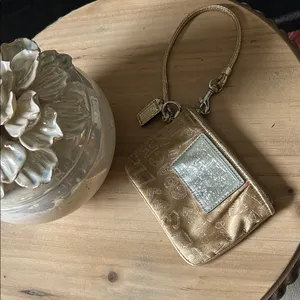 Coach Poppy 44070 Gold/Silver Duotoned Canvas Wristlet Bag thumbnail 2