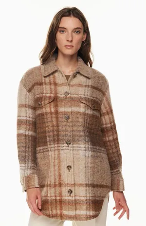 Wilfred Free Aritzia The Ganna Womens Wool Plaid Shacket Jacket M Oversized thumbnail 1