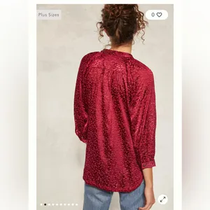 Anthropologie Susanna Velvet Deep Red Patterned B/D Blouse | Small thumbnail 2