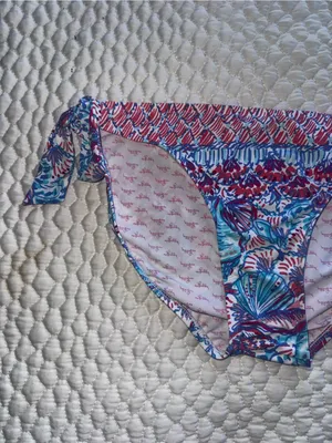 Lilly Pulitzer Bikini Bottom in Blue & Pink & Red Ocean Shell Print thumbnail 2