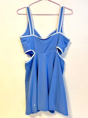 Old Navy Active Padded Workout Cut Out Skort Dress Blue White Trim Womens Medium thumbnail 3