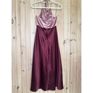 NWOT Lulus Icon Update Burgundy Color Block Knotted Halter Dress Holiday Small thumbnail 6