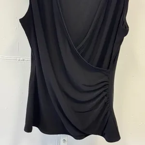 Y2K White House Black Market Black Faux Wrap Sleeveless Top Whimsical Med 2010s thumbnail 3