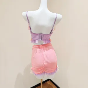 Pink Purple Two-piece Outfit Lace Ruffle thumbnail 5