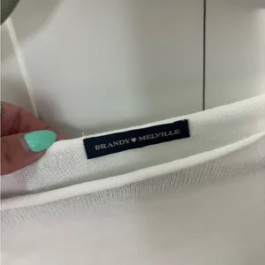 Brandy Melville Women's White Boatneck Cropped Long-Sleeve Top thumbnail 2