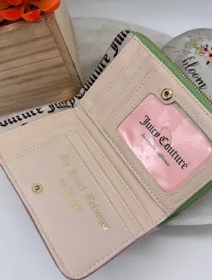 Juicy Couture Juicy In Bloom Cherry Blossom Zip Around Bifold Wallet Velour NWOT thumbnail 8