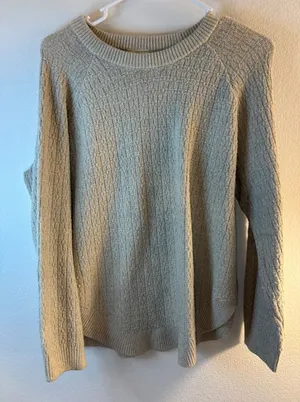 St Johns Bay Womens PL Oatmeal Beige Textured Knit Crew Neck Raglan Sweater thumbnail 1