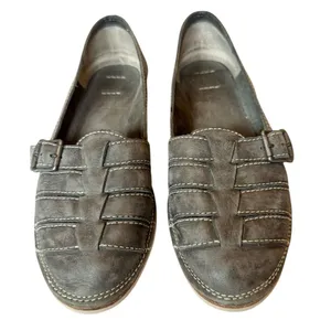 Frye Milly Fisherman Women's Charcoal Leather Slip-on Leather Flats Size 9.5 thumbnail 2
