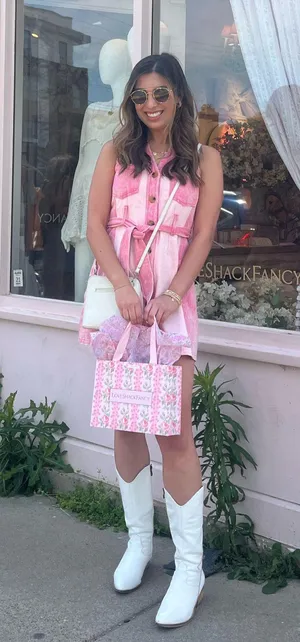 Sassy Cinnamon Pink Denim Dress thumbnail 2