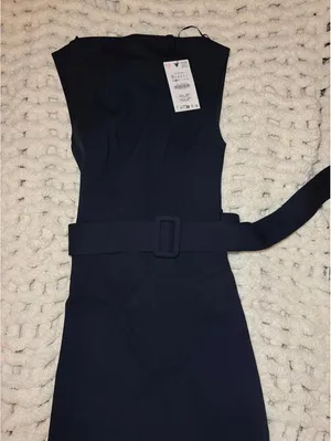 Zara Women's Navy and Black Dress thumbnail 1