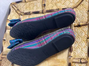 Coach Striped Bow Ballet Flats in Teal, Purple and Blue thumbnail 6