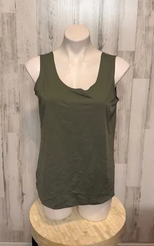 Chico's Olive Green Tank Top Womens Size 2 L Large Stretch Athletic Layering Cam thumbnail 1