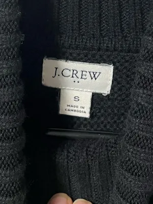 J.Crew Classic Turtleneck Waffle knit Wool Blend Black sweater size small thumbnail 4