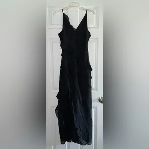 Abercrombie & Fitch Draped Ruffle Maxi Dress in Black Size Large New with tag thumbnail 14