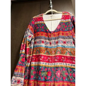 Natural Life fleece one-piece pajama jumpsuit a vibrant, colorful boho Large thumbnail 3