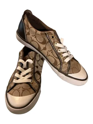Coach Barrett Signature Canvas Low Top Sneakers Brown / Tan Size 7B thumbnail 1