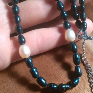 Freshwater Pearl and Green Pearl Stainless Steel Necklace (18 Inch) thumbnail 6