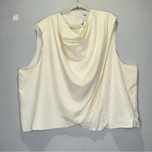 NWT TEREA 4X Women's Sienna Cowl Neck Draped Top in Gardenia Off White Color‎ thumbnail 2