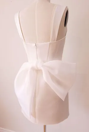 Custom Made Bridal Satin Dress With Bow thumbnail 4