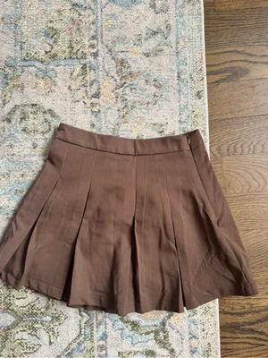 H&M Brown Pleated Skater Skirt thumbnail 2