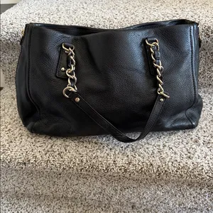 EUC Kate Spade Black Leather Expandable Shoulder Bag thumbnail 4