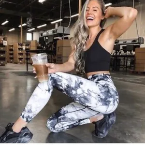 Balance Athletica Vitality Leggings Tie Dye Marble White Gray Logo- Size Small thumbnail 1
