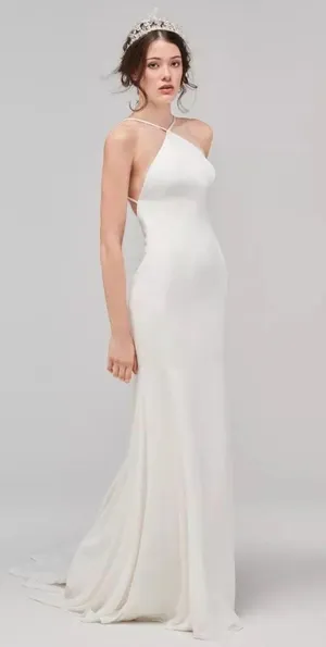 Willowby by Watters 59310 Knox Wedding Dress Ivory Halter Strappy Back size 6 thumbnail 1