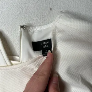 NWT JCrew Fluted Hem Stretch Pique Sheath Dress in Ivory thumbnail 3