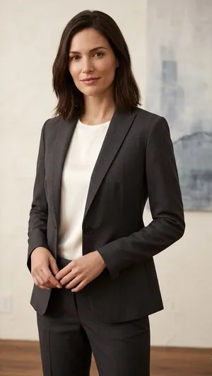 Ann Taylor Wool Blend Charcoal Pinstripe Single-Button Blazer Size 4 thumbnail 1