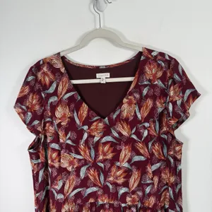 Garnet‎ Hill Summer Day Dress Rust Red Floral Boho Cottage Pockets Womens 10? thumbnail 3