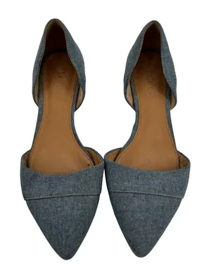 J. Crew blue Denim D’Orsay chambray Flats Pointed Toe slip on preppy Size 6.5 thumbnail 1