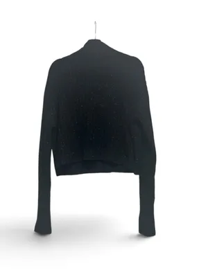 Frank And Oak Black Ribbed Cropped Wool Blend Sweater – Size Medium thumbnail 3