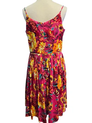Isaac Mizrahi for Target bold floral pink spaghetti strap sundress size 14 thumbnail 2