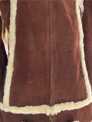 Rue 21 Y2K Brown Leather Jacket with Cream Shearling Trim thumbnail 9