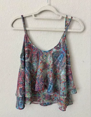 Show Me Your Mumu Ruffle Tank in Great Barrier Reef size Medium thumbnail 2