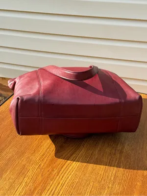 Vintage 1980s Coach Shopping Bag Large Red Leather Tote NYC USA 0535-929 thumbnail 16