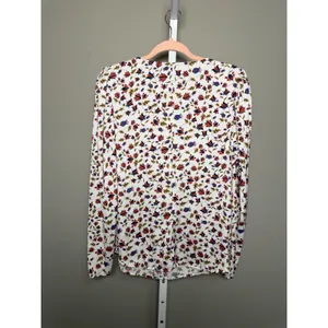 Banana Republic Floral V-Neck Blouse Romantic Boho Cottagecore L Long‎ Sleeve thumbnail 8