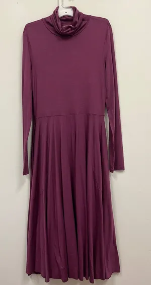 Peruvian Connection Long Sleeve Turtleneck Midi Dress - Plum size S thumbnail 1