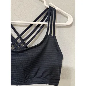 Athleta Womens Sports‎ Bra Size M Navy Blue Chevron Textured Strappy Back Gym thumbnail 2