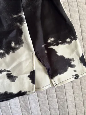 Renee c. USA champagne, black satin western cow print mini skirt L thumbnail 3