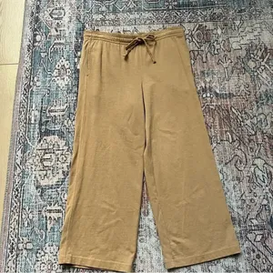 VINCE Cropped Wide Leg Pant in Dune Size XS Tan Tie Waist Drawstring Casual Pant thumbnail 7