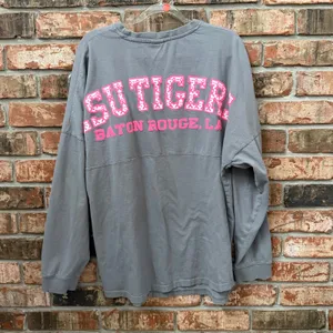 Pressbox LSU Womens Spirit Jersey Style Top Pink Breast Cancer Awareness Large thumbnail 4