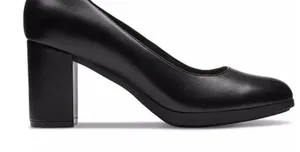 Clarks Bayla Skip Slip-On Platform Dress Pumps Black‎ Leather Block Heel Shoe 9M thumbnail 1