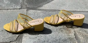 Lulus Saar Yellow Suede Block Heel Slides thumbnail 6