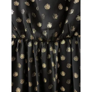 A.Byer Black with Metallic Polka Dot Cinch Waist Dress size Small thumbnail 4