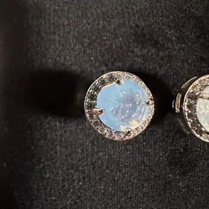 Piercing Pagoda Silver Moonstone CZ Halo Stud Earrings thumbnail 2
