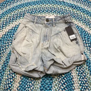 One Teaspoon Streetwalker Denim Shorts Size‎ 23 High Waist Baggy NWT thumbnail 3