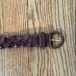 Made in Argentina Genuine Lizard Leather Braided belt Brown‎ Women’s y2k thumbnail 2